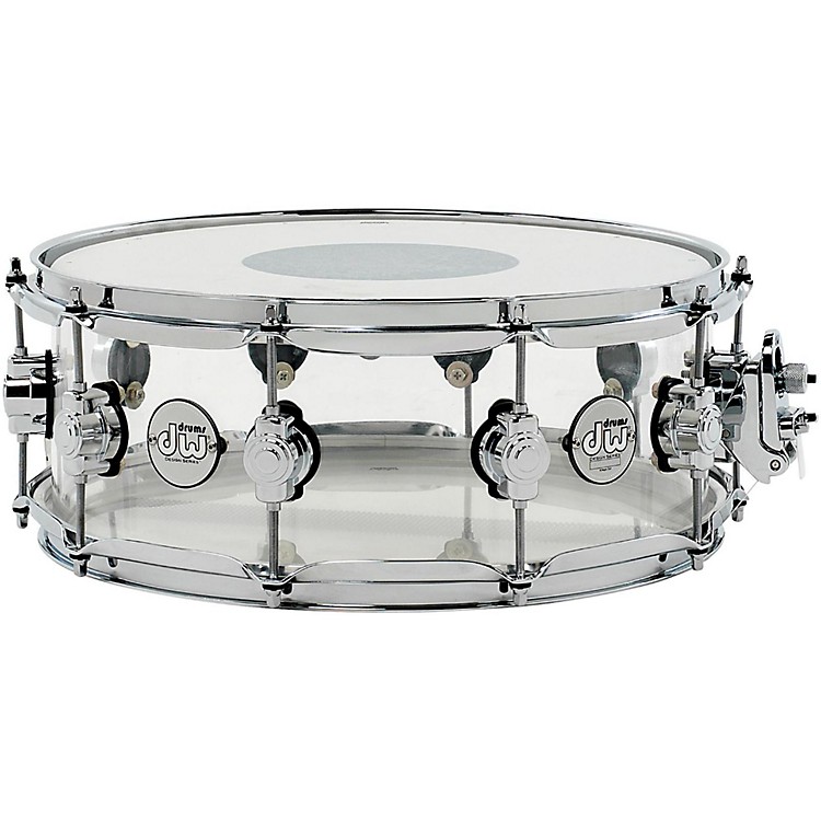 dw design series acrylic snare drum with chrome hardware dw design snare