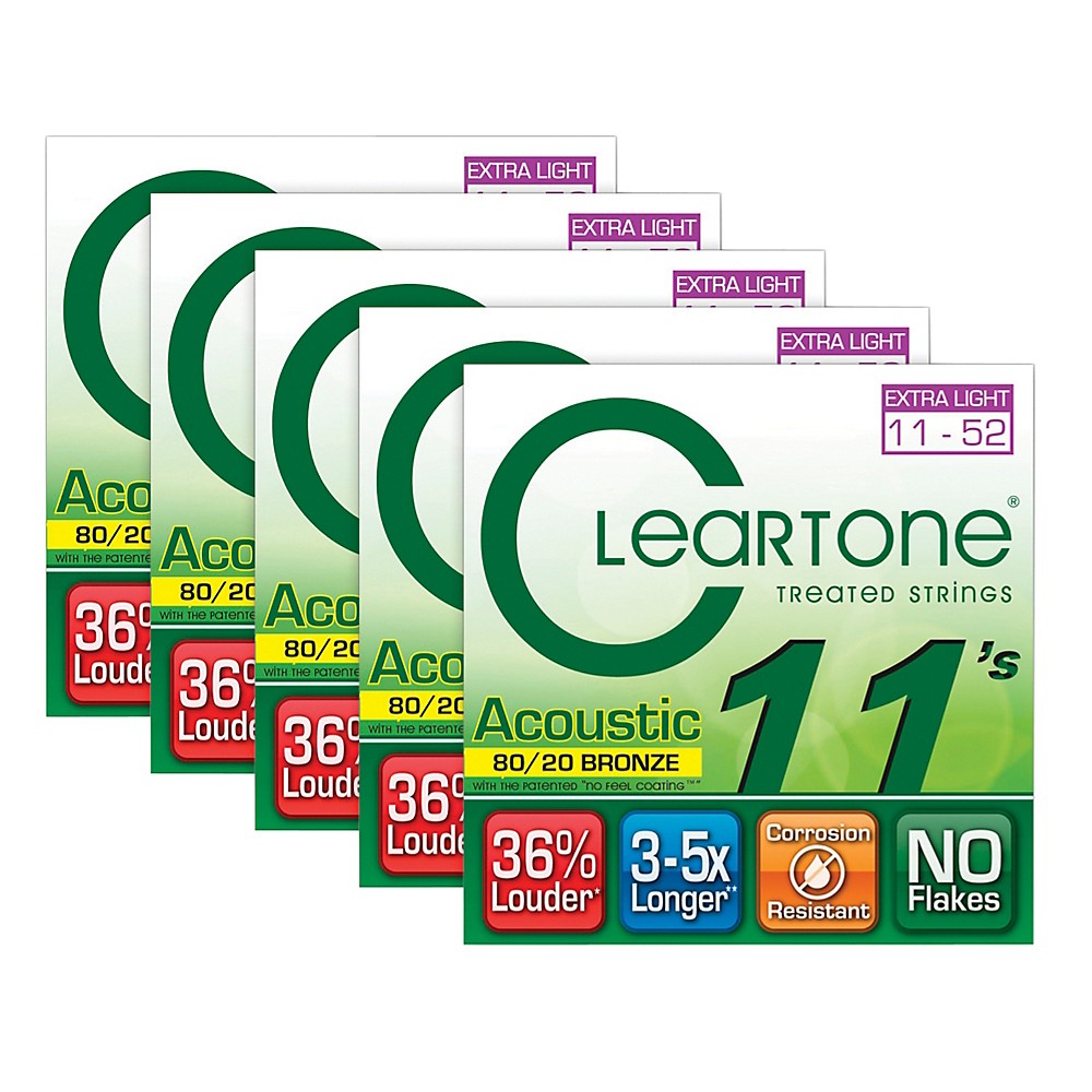 UPC 886830532771 product image for Cleartone 80/20 Bronze Coated Acoustic Guitar Strings Custom Light (5-Pack) | upcitemdb.com