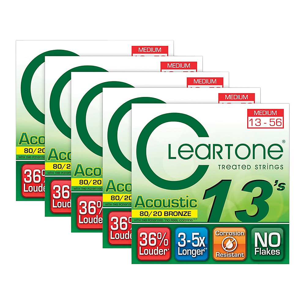 UPC 886830532665 product image for Cleartone 80/20 Bronze Coated Acoustic Guitar Strings Medium (5-Pack) | upcitemdb.com