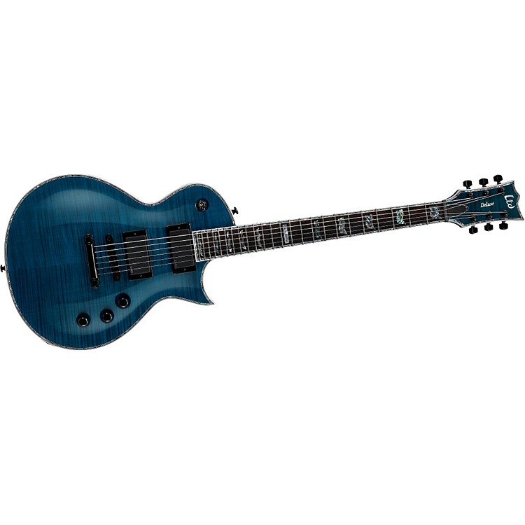 ESP LTD Deluxe EC1000 Electric Guitar Flame Maple SeeThru Blue Music123