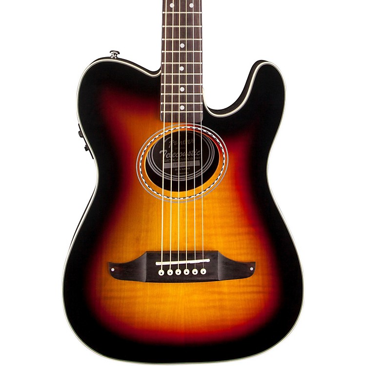 Fender Telecoustic Premier Flame Maple AcousticElectric Guitar Music123