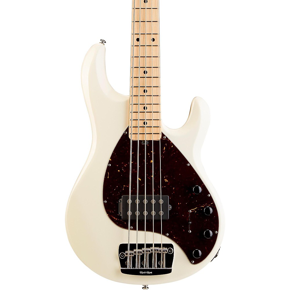 music man stingray 5 5-string bass guitar, white maple fretboard