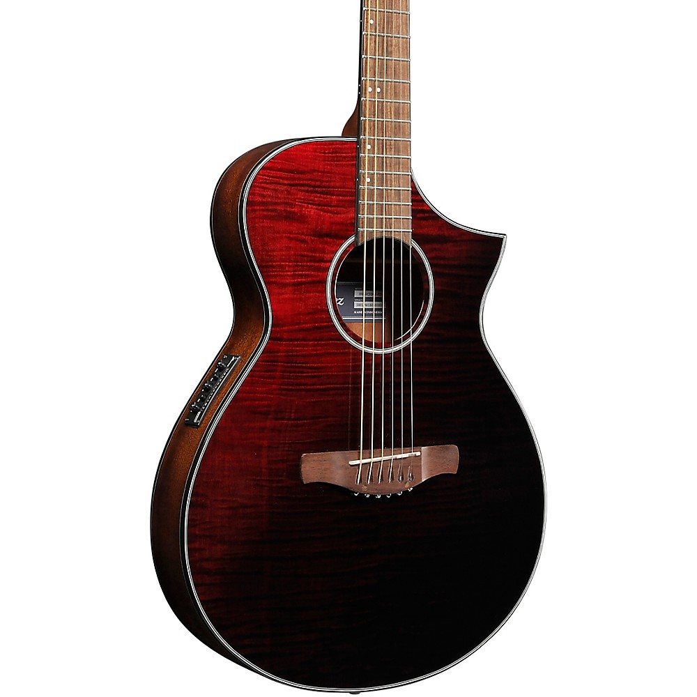 Ibanez AEWC32FM Thinline Acoustic-Electric Guitar Transparent Red ...