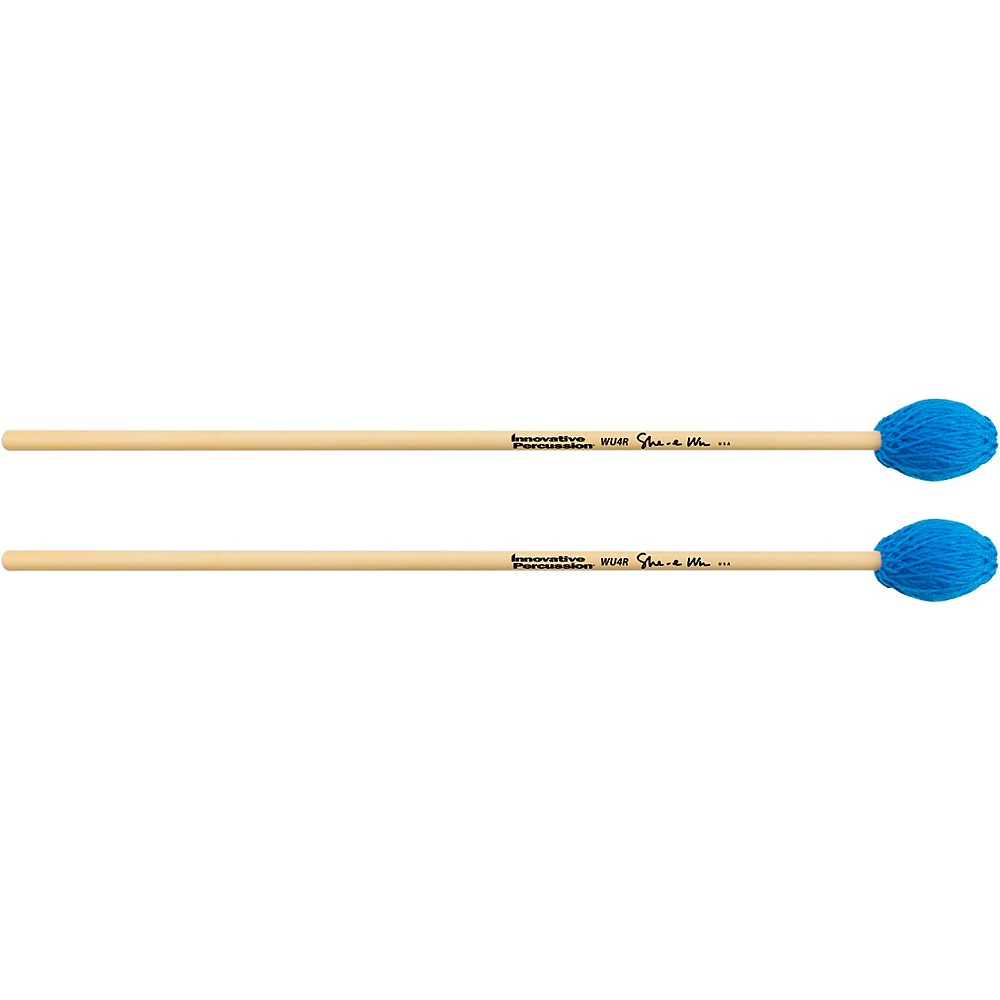 Innovative Percussion Shee Wu Rattan Marimba Mallets Medium Hard Blue