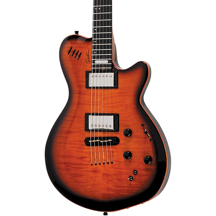 Godin LGX  SA AA Flamed Maple Top Electric Guitar Cognac 